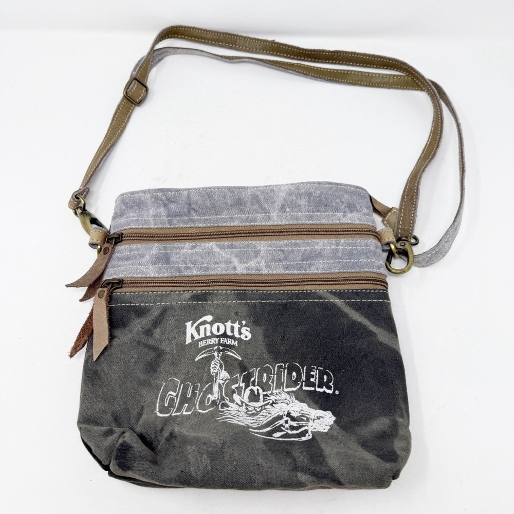 Knott's Berry Farm Ghostrider Gray Black Crossbody Shoulder Bag 100% Cotton NEW